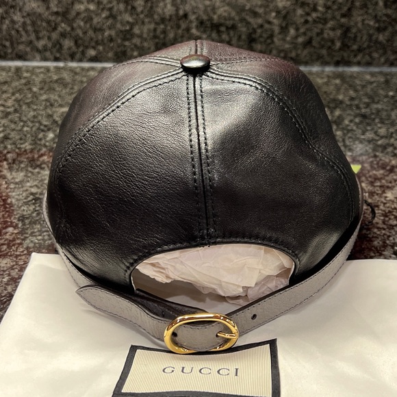 GUCCI LEATHER Black/Gray Diana Baseball Hat - Picture 7 of 13